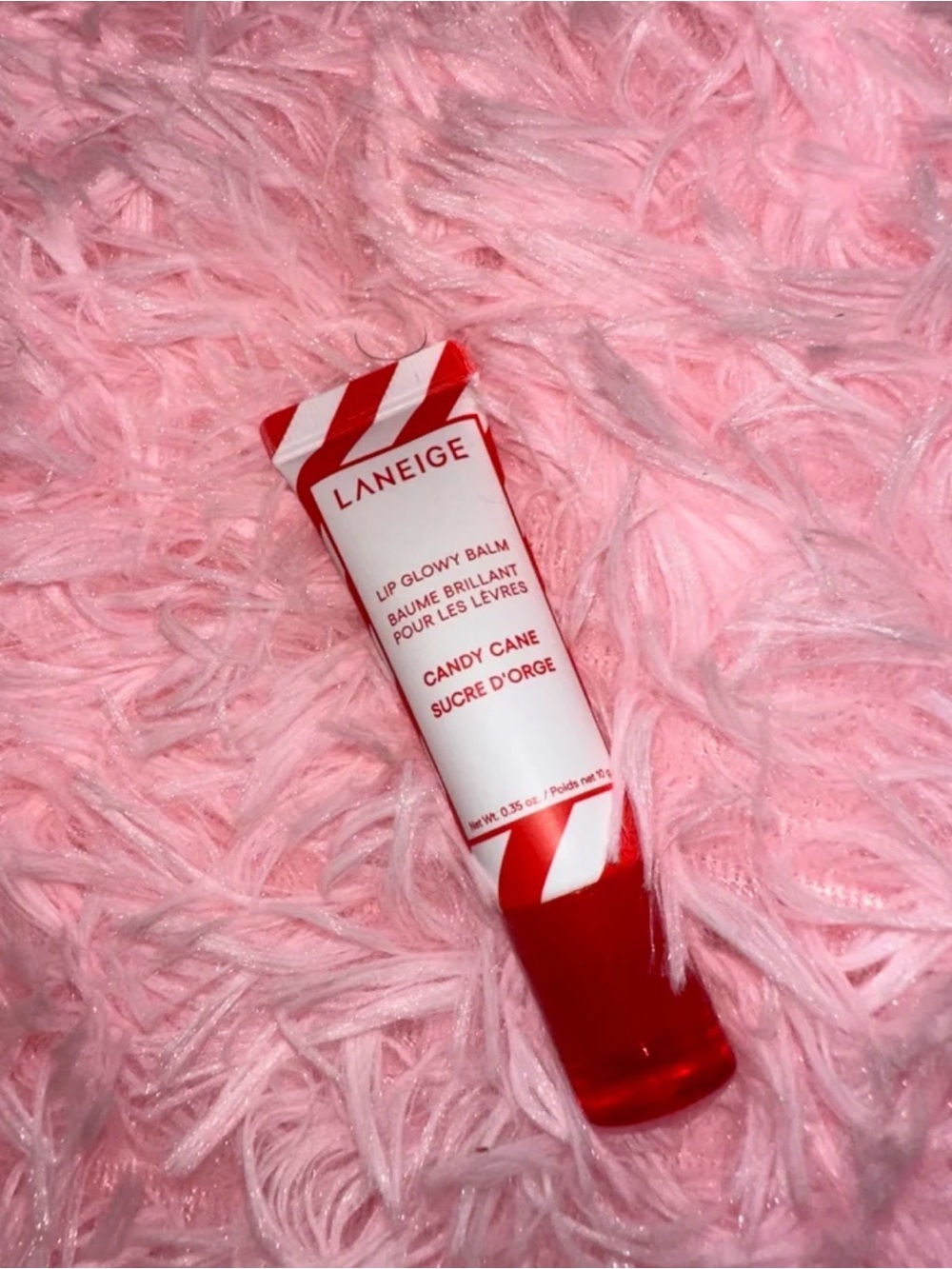 LANEIGE Lip Glowy Balm — Candy Cane Red & White